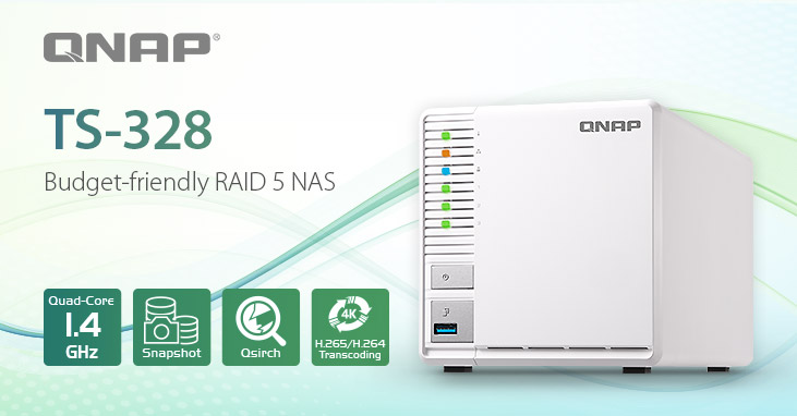 QNAP livre son premier NAS 3 baies TS-328 prévu pour le RAID 5, combinant une solution de sauvegarde économique avec une meilleure sécurité des données pour les utilisateurs particuliers